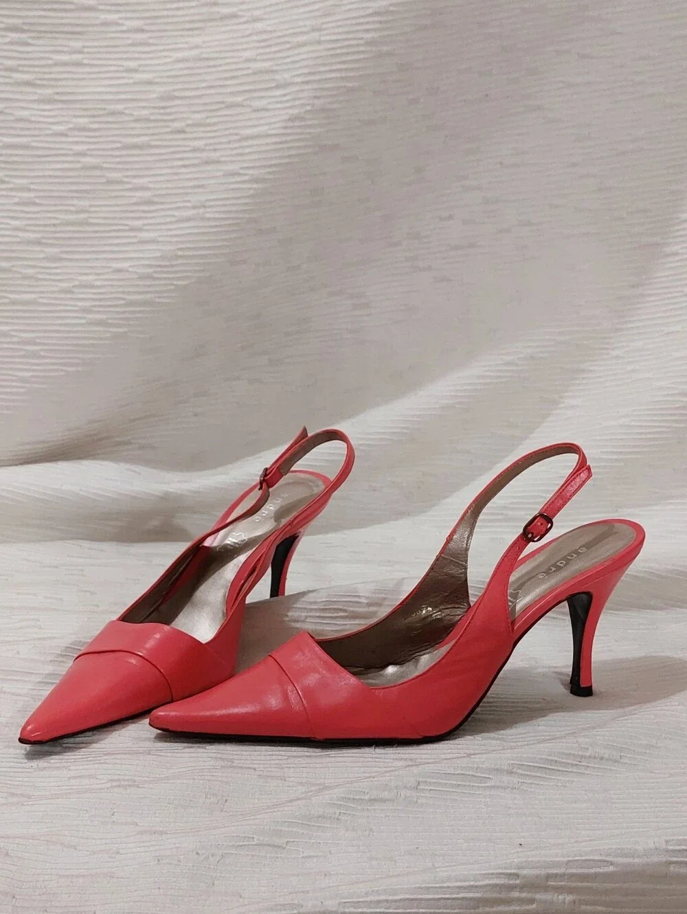 Women's Pointed Slingback Heels in Coral Pink Size 39